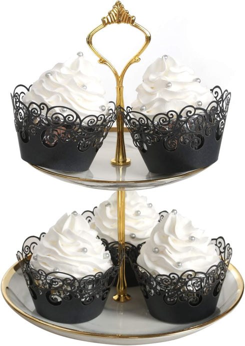 Cupcake Wrappers, KPOSIYA 100 Pack Cupcake Wraps Filigree Artistic Bake Cake Paper Cup Little Vine Laser Cut Liner Baking Cups Muffin Case Trays f...