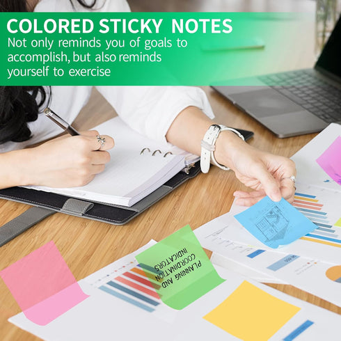 Upgraded Version 12 Clear Notes, 600 Sheets Waterproof Translucent Color Notes, Color PET Creative Sticker Fluorescent Film for Memo, Reading, Stu...