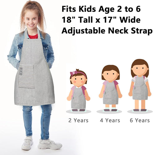 Kids Apron, Toddler Cotton Adjustable Bib Chef Apron with Pocket, For Children Age 2 to 5 years, Boys Girls...