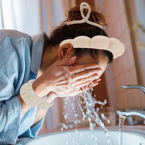 Spa Headband, Skincare Headband, Makeup Headband, Wrist Towels for Washing Face, Face Wash Headband, Bubble Wrist Bands with Claw Clips Teen Girl ...