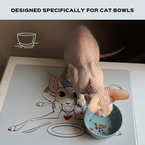Silicone Cat Serving Mat – Waterproof and Anti-Slip, Ideal for Cat Bowls, 18 * 13" (White)...