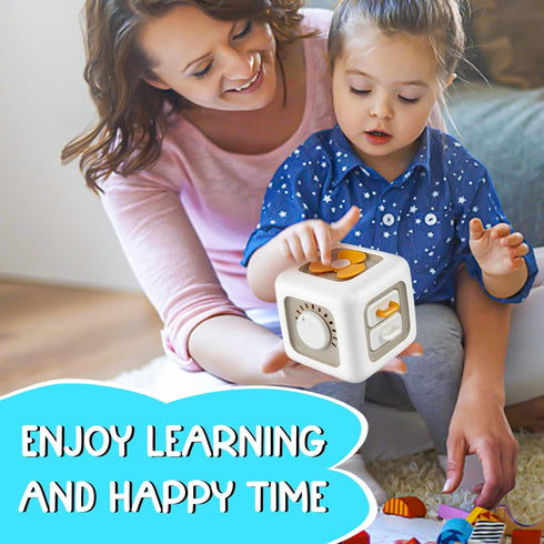 Ponpon Busy Cube for Toddlers, 6 in 1 Activity Cube for Children, Travel Toys for Toddlers for Fine Motor Skill Learning, Educational Birthday Gif...