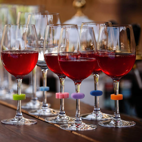 Wine Glass Charms 36PCS Reusable Silicone Wine Glass Drink Markers Glass Identifiers For Glass and Cups at Parties Anniversary, Christmas,Carnival...
