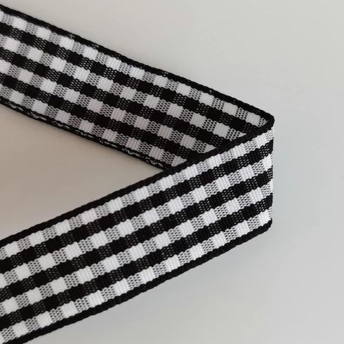 Black and White Wovon Edge Gingham Ribbon 25 Yard Each Roll 100% Polyester (5/8", Black)...