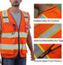 Reflective Safety Vest Orange Mesh, High Visibility Vest with Pockets and Zipper, Padded Neck, Construction Work Vest ANSI Class 2, Orange with Ye...