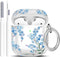 Protective Clear Floral Case Cover with Cleaner Kit Portable Shockproof Women Girls with Keychain for Apple Airpods 2/1 Charging Case - Clear/Blue...