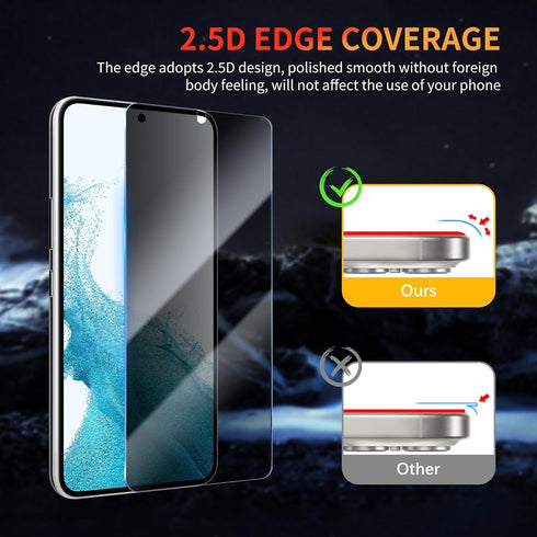 Privacy Screen Protector for Samsung Galaxy S22 Plus/S23 Plus 6.6 Inch 2 Pack, Tempered Glass Film Anti-Spy Scratch Resistant 9H Hardness Case Fri...