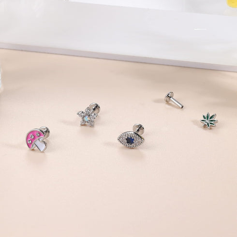 Sanfenly Tragus Stud Earrings 16G Stainless Steel Cute Butterfly Flower Moon Heart Dangle Cartilage Conch Helix Tragus Piercing Jewelry Set...