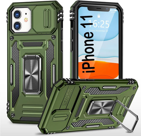 PASNEW for iPhone 11 Case with Lens Protection,360° Rotate Manetic Ring Kickstand Camera Cover Military Full Body Shockproof Shell Protection Case...