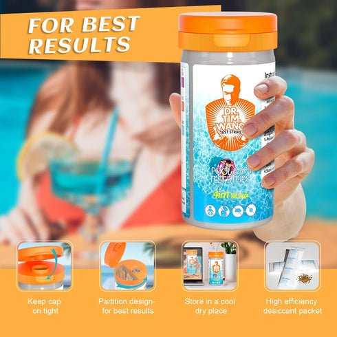 Pool and Hot Tub Test Strips - Medical-Grade Precision 3-1 4-1 7-1 Pool Test Kit - Testing pH, Free Chlorine(Bromine), Total Alkalinity & Cyanuric...