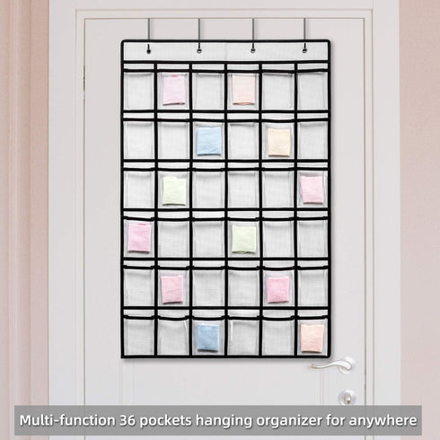 36 Clear Pockets Classroom Pocket Chart for Cell Phones, Pocket Chart for Calculator Phone Holder with 36 Number Stickers and Hooks (White)...