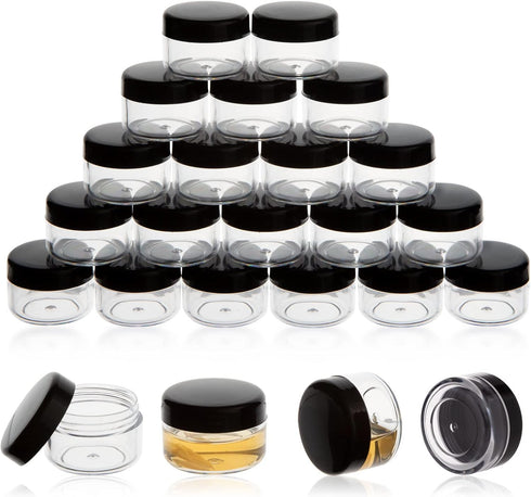 ZEJIA 5 Gram Sample Containers with Lids, 25PCS Mini Makeup Containers, Empty Plastic Travel Cosmetic Containers with Labels...