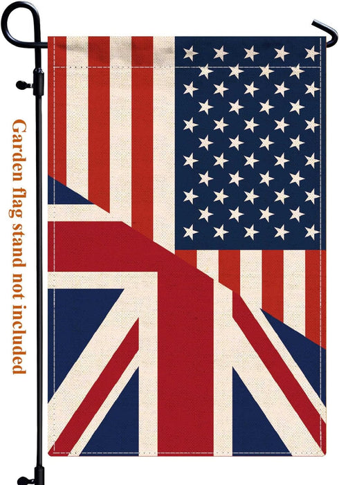 British USA Friendship Garden Flag,12x18 in Heavy Duty Great Britain UK America US Outdoor Banner for Patio Yard with Double Side...