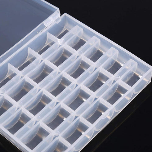 Sewing Machine Bobbins Box, Empty Bobbin Storage Organizer Hard Plastic Case Transparent 25 Slots Spools Class Container Sewing Craft Clear Box Th...