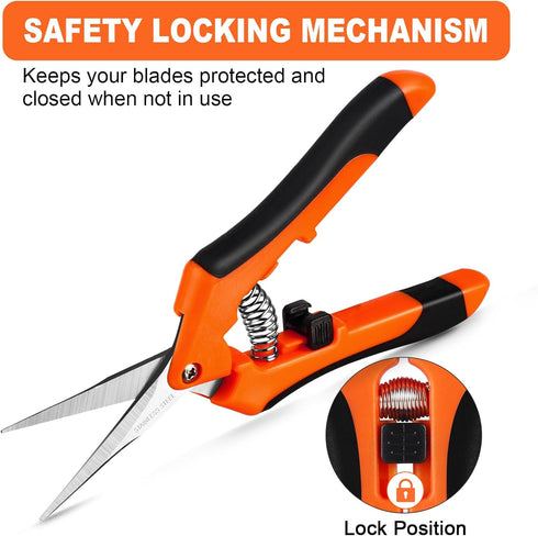 Wevove Pruning Shears, Garden Shears,6.5 Inch Gardening Scissors Hand Pruner with Straight Precision Stainless Steel Blades 1Pack(Orange)...
