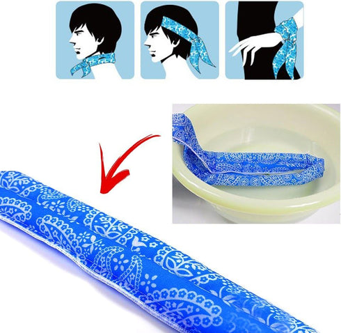 Cool Bandana Ties Neck Wrap Cooler Headband Ice Cold Scarf, Orange, One Size...