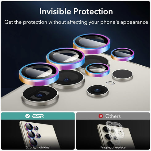 ESR for Samsung Galaxy S24 Ultra Camera Lens Protector, Individual Lens Protectors, Scratch-Resistant Ultra-Thin Tempered Glass with Aluminum Edgi...