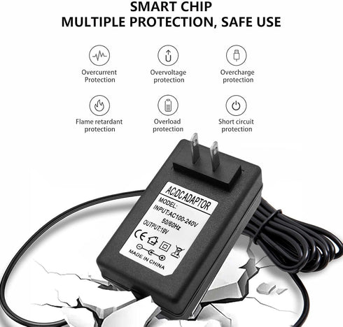 19V AC DC Charger Power Cord Compatible for Eufy RoboVac 11S 12 15C 25C 30C 35C, Pure Clean PUCRC 15 25 26B 90, Coredy Robotic R580 R650 R750 G800...