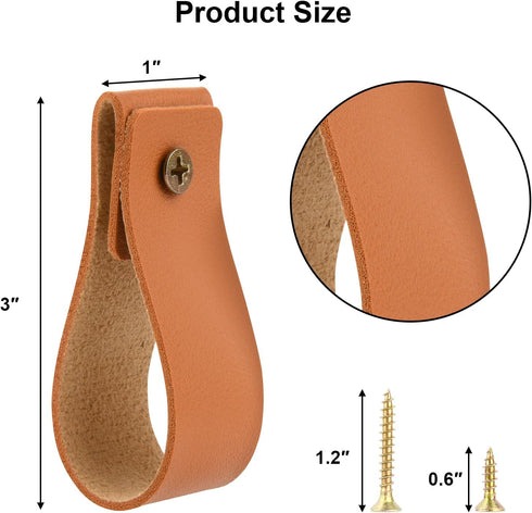 Cosmos 4 Pcs Leather Wall Hooks Hanging Strap Leather Curtain Rod Holder Leather Hook Strap Drawer Pulls Wall Mounted Rod Hanger Hook with Screws ...