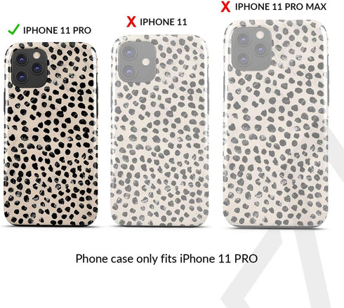 BURGA Phone Case Compatible with iPhone 11 PRO - Hybrid 2-Layer Hard Shell + Silicone Protective Case -Black Polka Dots Pattern Nude Almond Latte ...