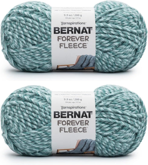 Bernat Forever Fleece Leisure Teal Yarn - 2 Pack of 280g/9.9oz - Polyester - 6 Super Bulky - 194 Yards - Knitting/Crochet......