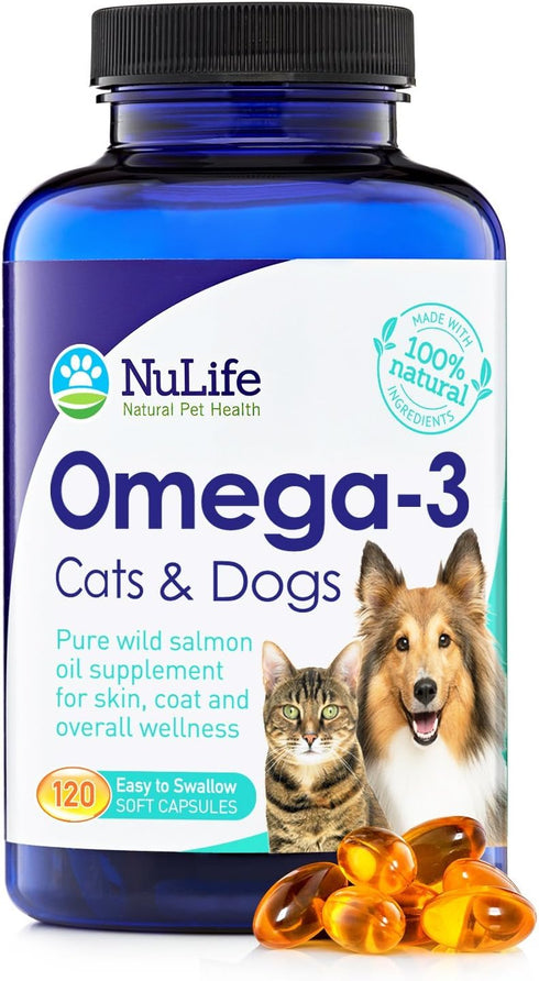 100% Pure Omega 3 Fish Oil for Dogs & Cats - Pet Fish Oil Supplement with DHA & EPA Fatty Acids for Healthy Skin & Shiny Coat - Improves Shedding ...