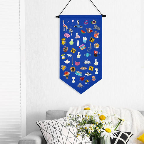 Kunyeah Wall Hanging Brooch Organizer Storage Case Colorful Canvas Pin Board Stand Enamel Pin Badge Hanging Holder Display Banner Earrings Collect...