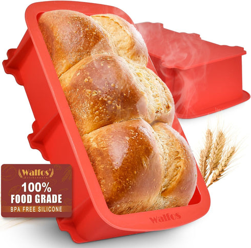 Walfos Silicone Bread Loaf Pan, 9 x 5 inch Non-Stick Silicone Loaf Pans For Baking Set of 2, Perfect For Bread, Cake, Meatloaf, Dishwasher Safe...