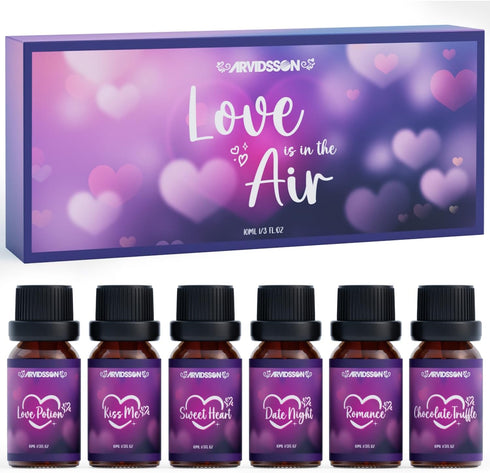 Love Fragrance Oil Gift Set, ARVIDSSON Romance Essential Oils for Candle Making, Romantic Scented Oil - Love Potion, Sweet Heart, Date Night and M...