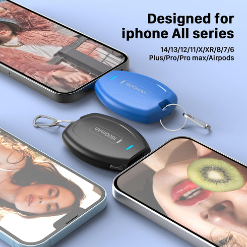 (2-Pack) Keychain Portable Charger for iPhone, Airpods, 1600mAh Power Emergency Pod, Mini Keychain Phone Charger for iPhone 14/14 Plus/14 Pro Max/...