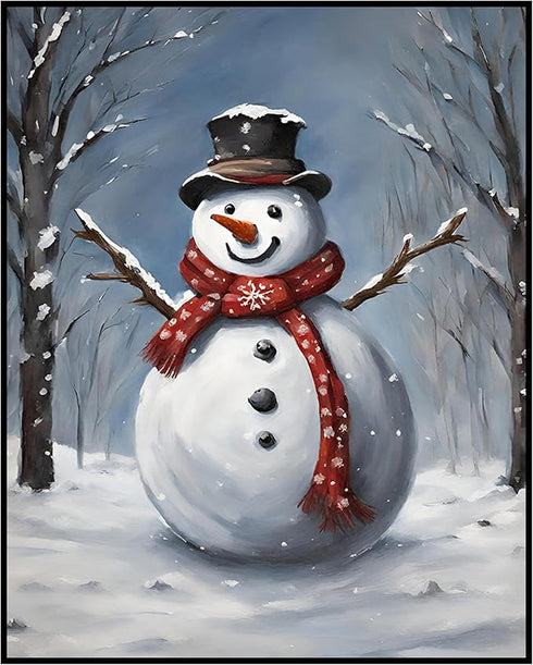 Posterizer 1 pcs-cute snowman in snowy wintery nature 9-Holiday Poster Collection-Landscape & Nature Art-Living Room Bedroom Decor- unframed wall ...