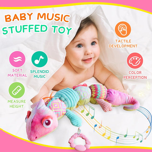 Snap Baby Toys 0 to 12 Months Plush Toy Musical Stuffed Animal Infant Sensory Toy Tummy Time Newborn 0-3-6-12 Months Gift...
