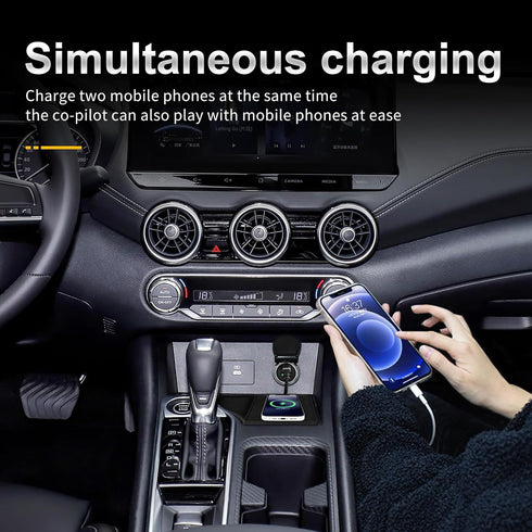 for Nissan Sylphy/Sentra 2020 2021 2022 2023 Wireless Phone Charging Pad Silicone Material Dual Charging Ports Charger Station 15W Adapter for Sma...