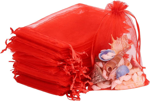 acDesign Jewelry Bags Drawstring 200Pcs Organza Bags 4"x6" Wedding Favor Bags for Candy Jewelry Makeup Pouches(Red)...