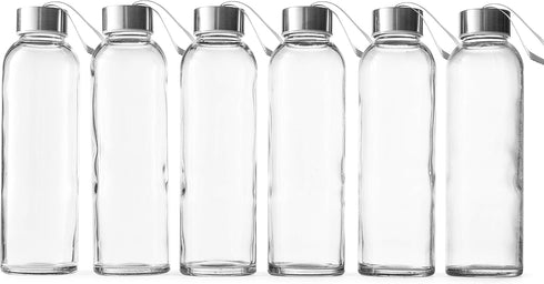 Epica glass bottles with lids – 18oz glass water bottles, reusable juice bottle with lids for storing juices, reusable water bottle durable set of...