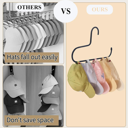 Hat Rack,Hat Organizer for Baseball Caps?2 Pack Metal Hat Holder for Closet,Baseball Cap Organizer Holds up to 20 Caps, Slip-Resistant Hat Hangers...