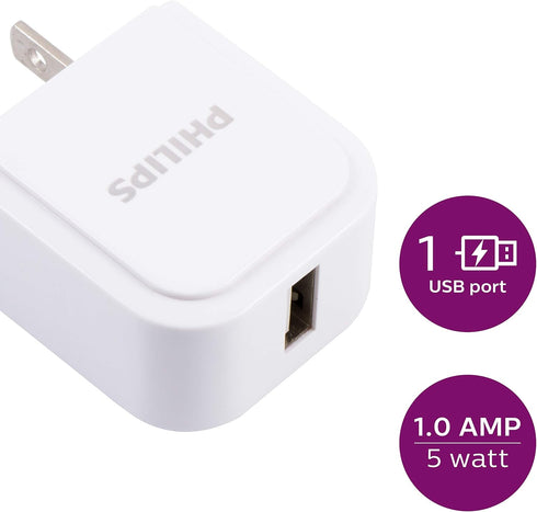 Philips iPhone USB Wall Charger Block, 5W USB A Charger, Single Port USB A Charging Block for iPhone 14 Series, 13 Series, 12 Series, Power Adapte...