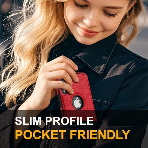 Classy Design Luxury Leather Phone Case for iPhone XR Non-Slip Grip Full Body Ultra Slim Protective Case 6.1 Inch (Red)...