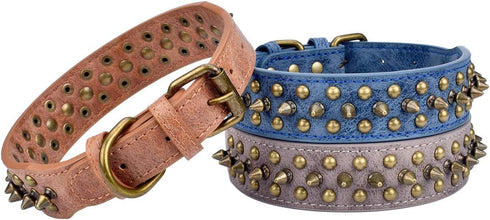 Mushrooms Spiked Rivet Studded Adjustable Pu Leather Pet Collars for Cats Puppy Dogs (14.2"-18.1" Neck, A Brown)...
