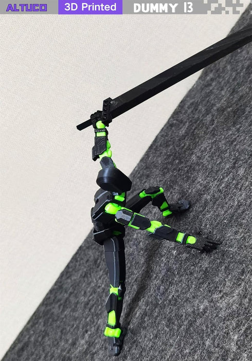 Preassembled Black T13 Action Figure with Multiple Accessories,3D Printed Multi-Jointed Titan 13 Figure,Dummy 13 Desktop Decorative Toy...