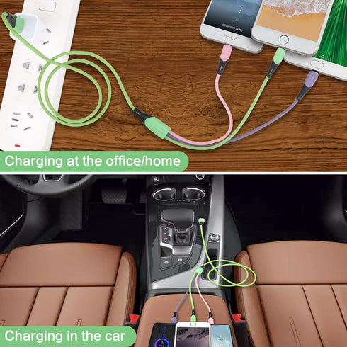 Multi Charging Cable 5FT, 2Pack 3 in 1 Multiple USB Charger Cable Universal Phone Charger Cord Adapter with IP/USB C/Micro USB Port, for Phone 15 ...