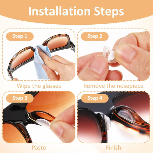 Eyeglass Nose Pads Anti Slip, Silicone Adhesive Glasses Nose Pad Kit with Air Bag 0.14'' Heighten Nose Grips, Soft Nose Pads for Glasses Eyeglasse...