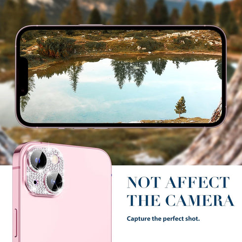 Goton Bling Metal Camera Cover for iPhone 15/15 Plus Camera Lens Protector, Tempered Glass Screen Protector Glitter Diamond Accessories for 15Plus...