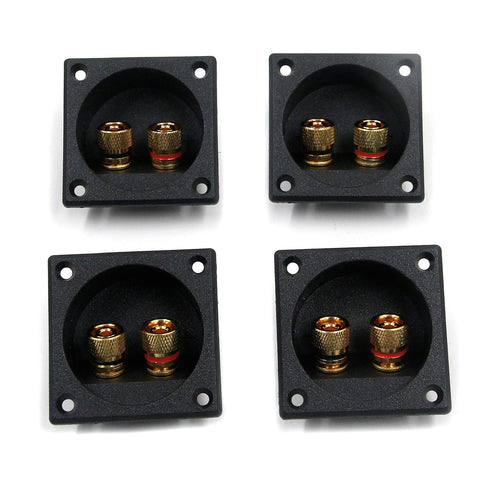 T Tulead Speaker Terminal Cup Wire Connector Cup Square Speaker Cup 2 Way Spring Loaded Jack Pack of 4 with Mounting Screws...