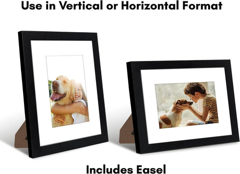 Americanflat 8x10 Picture Frame with Shatter-Resistant Glass - Use as 5x7 Picture Frame with Mat or Display 8x10 Photo Without Mat - Signature Col...