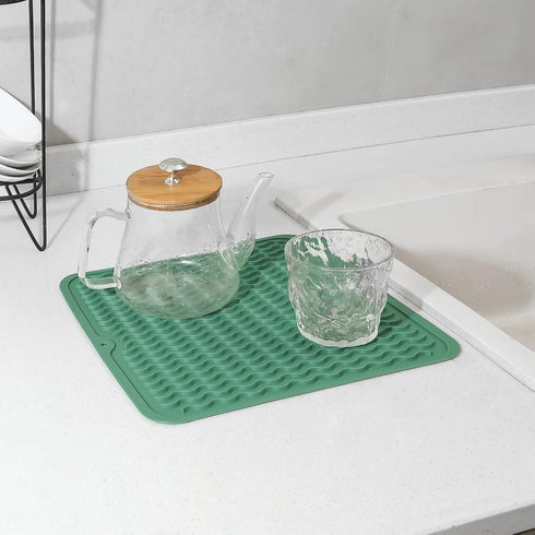 MicoYang Silicone Dish Drying Mat for Multiple Usage,Easy clean,Eco-friendly,Heat-resistant Silicone Mat for Kitchen Counter or Sink,Refrigerator ...
