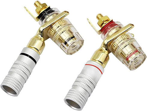 XMSJSIY Y Spade Plug,Speaker Spade Connector, Fork Spade Plug 45 Degree for Speaker Wire, Plug Audio Jack Connector Pure Copper for Speaker Wire,S...