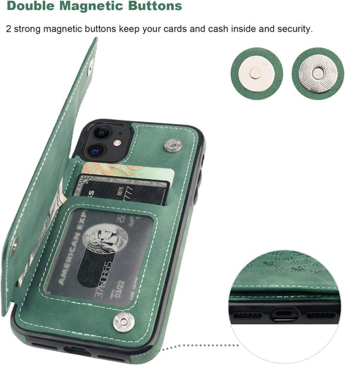 Vaburs Compatible with iPhone 11 Case Wallet with Card Holder, Embossed Mandala Pattern Flower Premium PU Leather Double Magnetic Buttons Flip Sho...