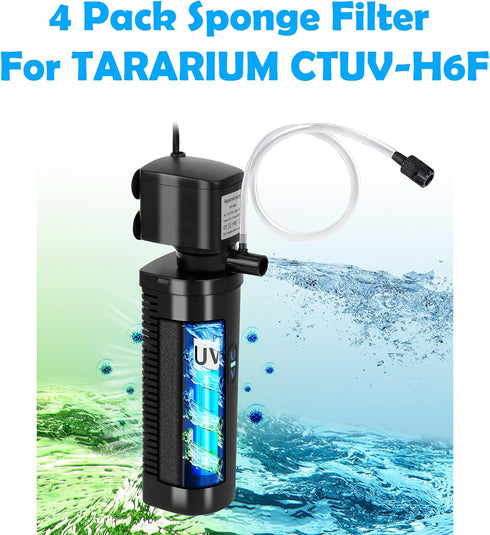 TARARIUM CTUV-H6F Aquarium Filter Sponge Replacement Filters 4 Pack CTUV-H6F-800A, Coospider-repta CTUV-H6F-AQ028...