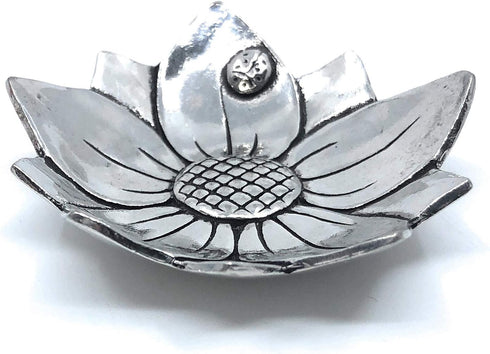 Basic Spirit Sunflower with Ladybug Fine Pewter Ring Bowl Trinket Dish Tray...